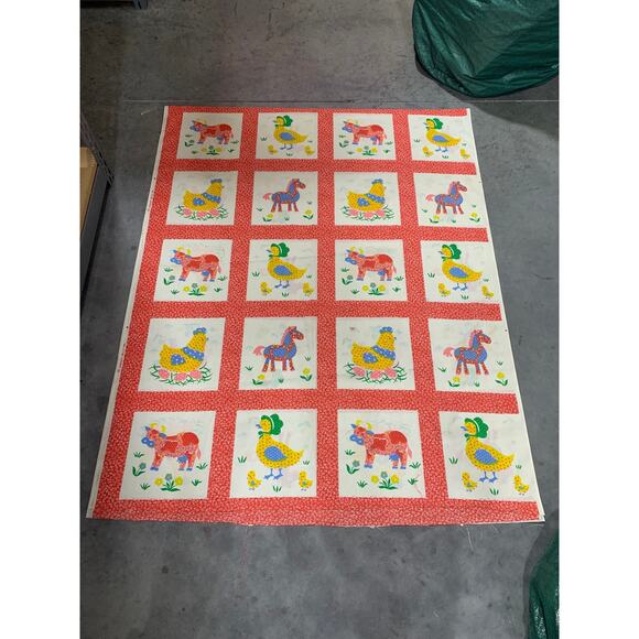 Cute Animals, Fabric Sheet, Patchwork Design, Springs Mills Inc, Soft, Cozy, - Picture 1 of 4